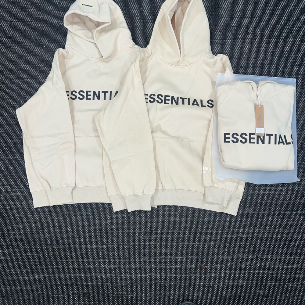 Essentials Cream Sweaters with Bold Logo